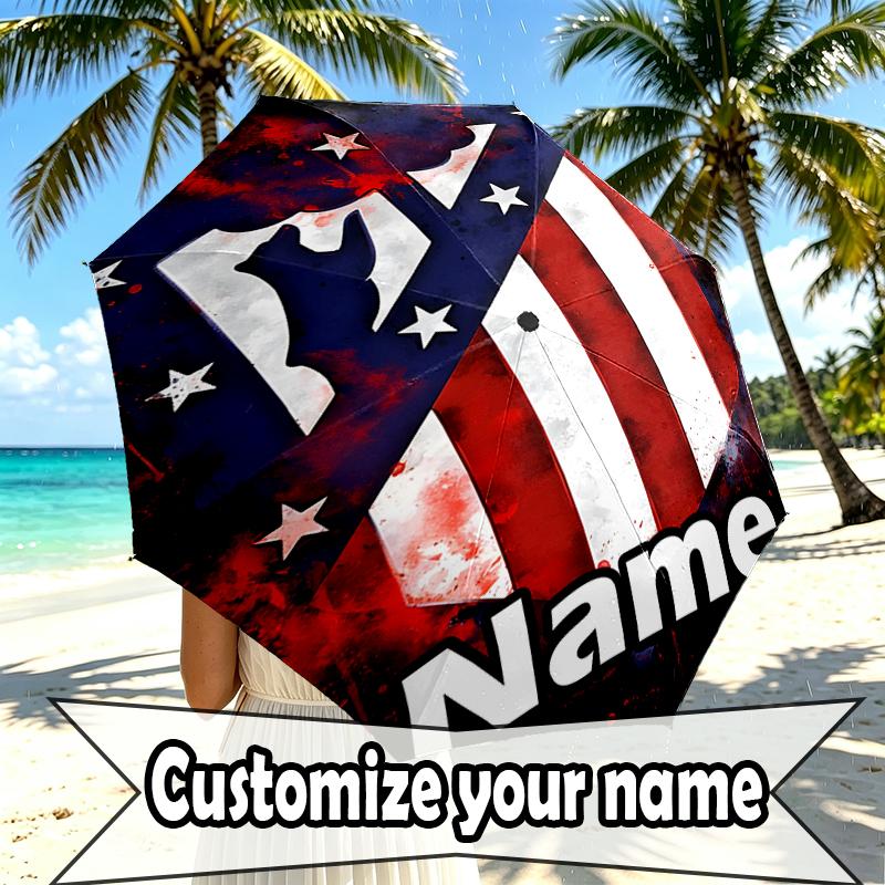 Custom Name Personalized football team Print Umbrella, Auto Open Close, 8‑Rib Sturdy Frame, Commute Camping Hiking Use, Birthday Gift