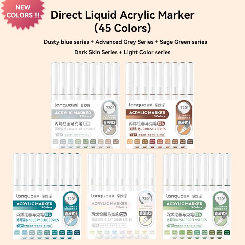 207Colors LANGUO Direct Liquid Acrylic Markers Soft Brush Paint Pen for Manga Graffiti Painting Rock Stone School Art Supplies