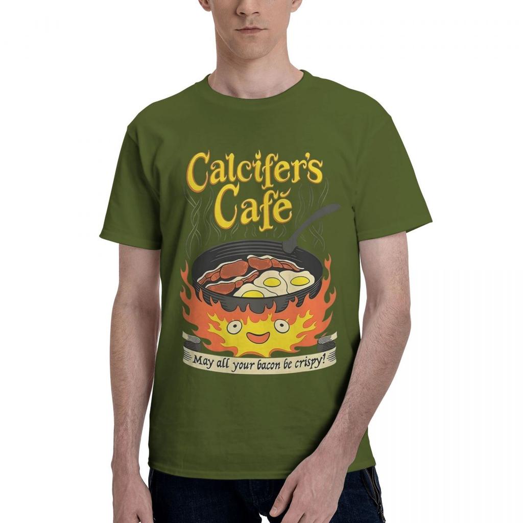 Calcifers Cafe May All Your Bacon Eggs Be Crispy Cooking 100 Cotton Casual Breathable Confortable Top Football Shirts 2025