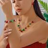 Creative Christmas Red Green Bells Jewelry Set For Women Girl Exaggerate Bell Beaded Necklace Bracelet Earrings Festival Jewelry