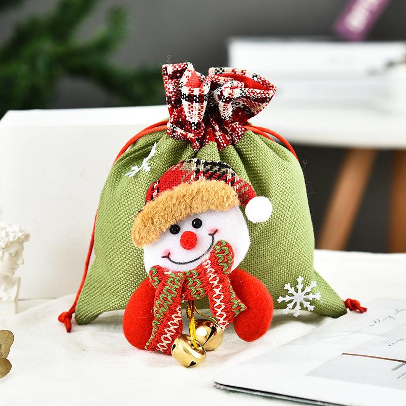 Creative Christmas Gift Bag 2020 Three-Dimensional Doll Candy Tote Bag, Classic Snowman Handmade Bundle Bag