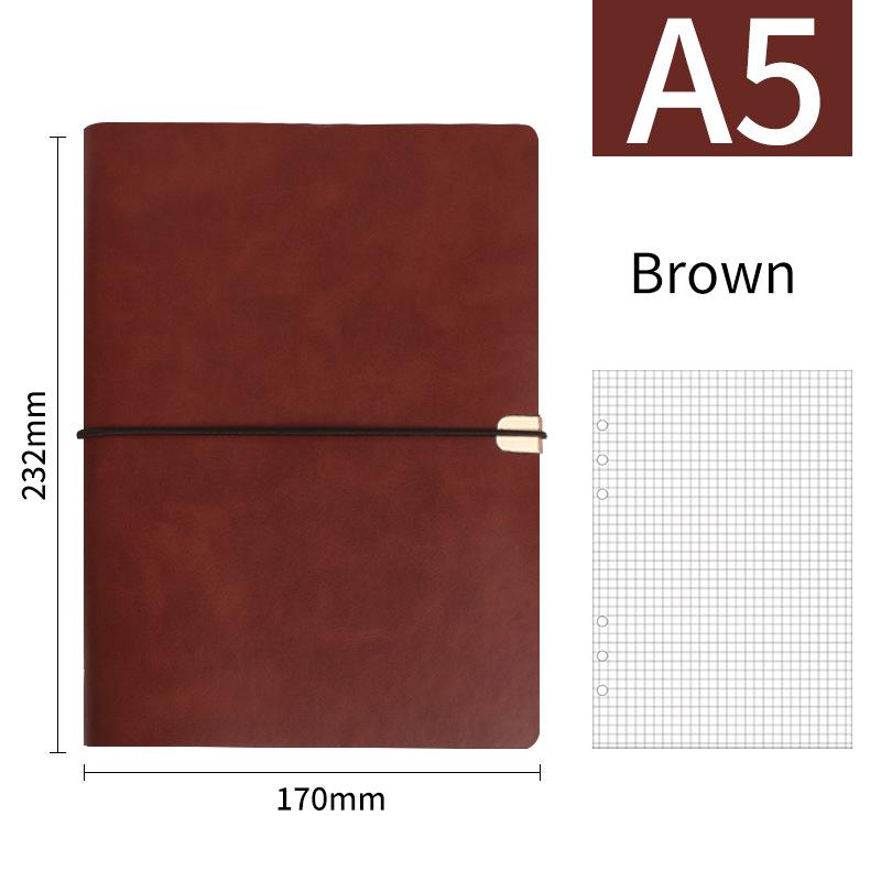 A5 B5 Business Leather Journal Notebooks 6 Ring Binder Planner with 100 Sheets  Blank Printed Loose-leaf Diary Notebook