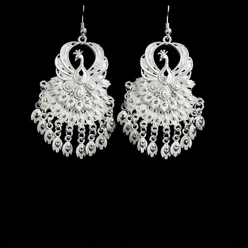 Ethnic style earrings Alloy silver-plated Miao ethnic minority Dong Yi earrings Earrings
