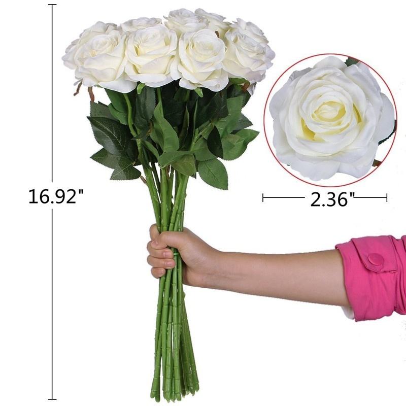 Buy 10pcs Artificial Silk Rose Flower Bouquet Fake Flowers for Wedding