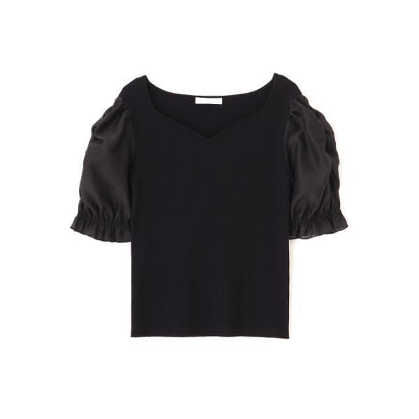 Proportion Body Dressing Sheer Gathered Sleeve Knit White Women's Sweater,