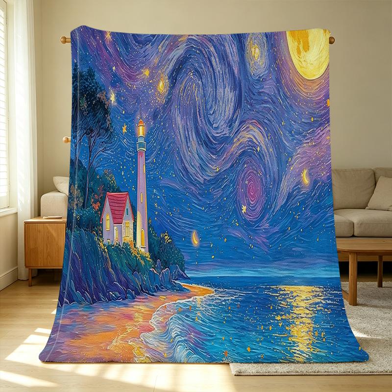 Starry Night Flannel Fleece Blanket Soft, Cozy, Warm & Lightweight, Perfect for Home, Couch Naps, Sleep, Christmas & Halloween