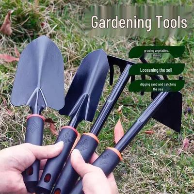 Dual-Use Gardening Tool Set: Small Shovel, Iron Rake, and Hoe for Planting and Catching
