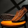 Hand-stitched Men's Outdoor Casual Shoes,Slip-on Flat Leather Shoes,Spring Breathable Plus Size Loafers
