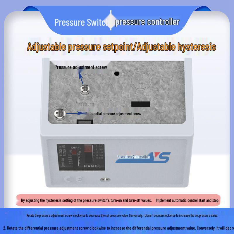 Adjustable Pressure Controller for Air Compressors and Water Pumps - Auto Start/Stop