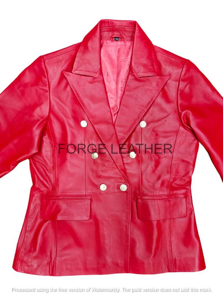 Lammleder Handgefertigt Designer Stilvoll Neu Rot Damen Blazer Formell Echt