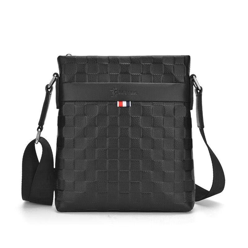 Plover Embossed Grid Nylon Shoulder Bag