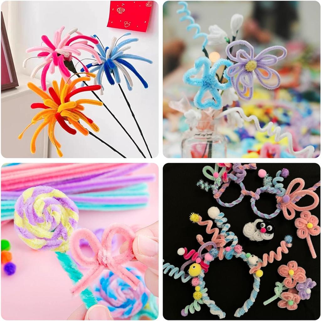 700Pcs Pastel Pipe Cleaners Craft Chenille Stems, Thick Fluffy Fuzzy Sticks Craft Supplies for DIY Flowers Creative Handcrafting