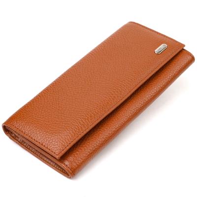 Reliable Women's Wallet Made of Genuine Grained Leather CANPELLINI 21712 Brown