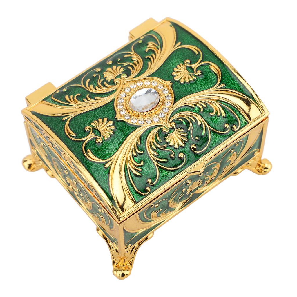 Vintage Emaille Schmuckschatulle   Rechteckige Form   Innenfutter Schmuckaufbewahrungsbox für Mädchen