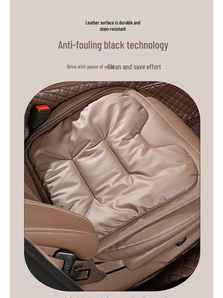 Stain-Resistant Leather Car Seat Cushion Set: High-End Three-Piece for Front and Rear 