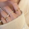 Electroplated pearl round bead elastic geometric opening ring three-piece light luxury niche index finger ring jewelry