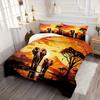 Sunset Mountain Range African Grassland Elephant Duvet Cover Soft Comfortable Bedding Set Wildlife Theme Quilt Cover Pillowcase