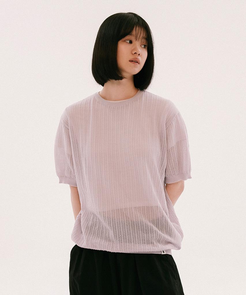 YALE Mesh Crewneck Knit Light Purple
