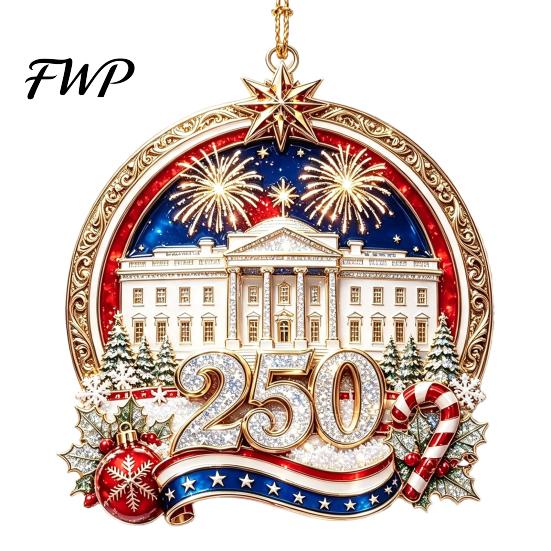 USA Flag Holiday Decorations 250 Anniversary Christmas Ornament, United States 1776-2026 250th US Independence Celebration Gift Patriotic Keepsake,