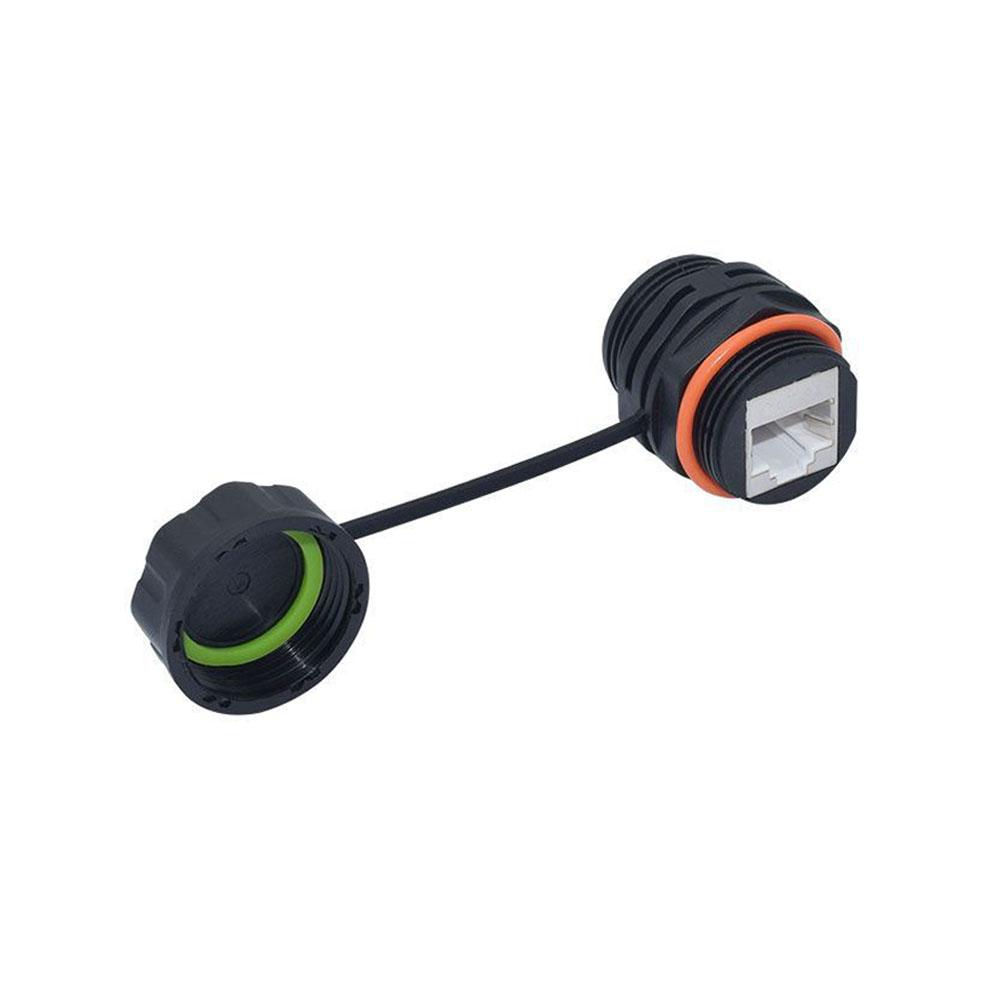 RJ45 Network Connector Ethernet Double Pass Head CAT6/CAT6A IP68 Waterproof Outdoor Panel Mounting Wire Extension Connector