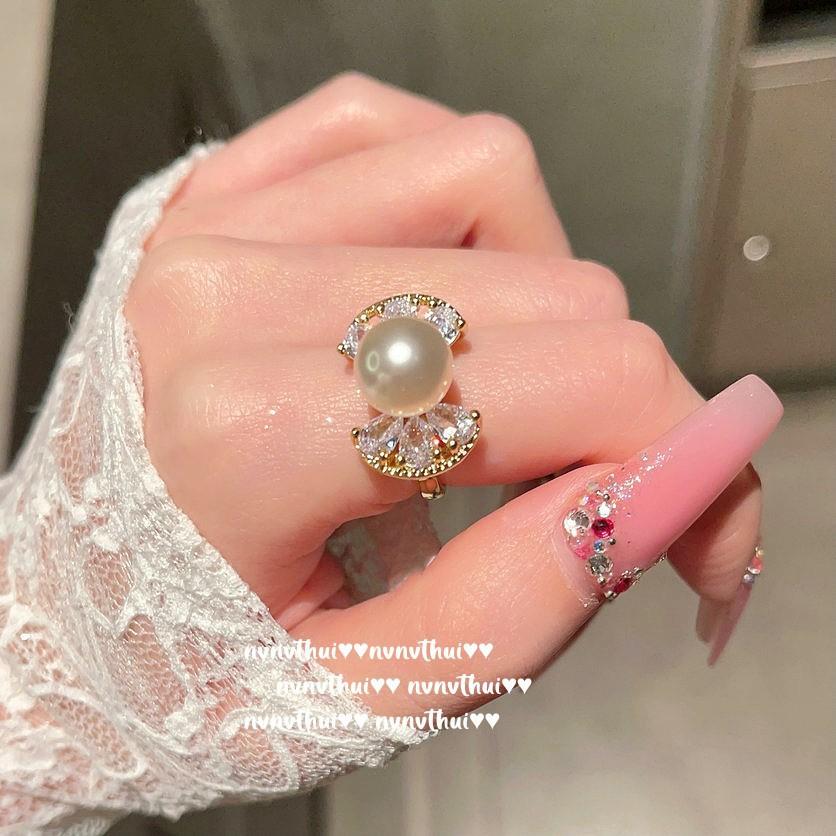 Mermaid Tears, Radiance Gemstone Pearl Fringed Earrings, Tahiti, Deep Sea Bead Bow Zircon, Ring.