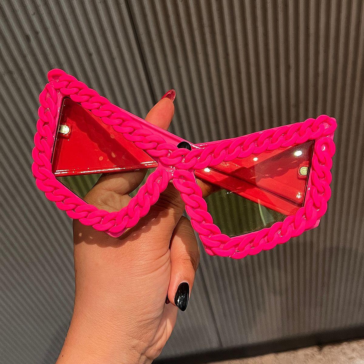 

Luxury Oversized Cat Eye Chain Style Punk Sunglasses for Men and Women Outdoor Party Fashion Sun Glasses Lunettes soleil femme розовый