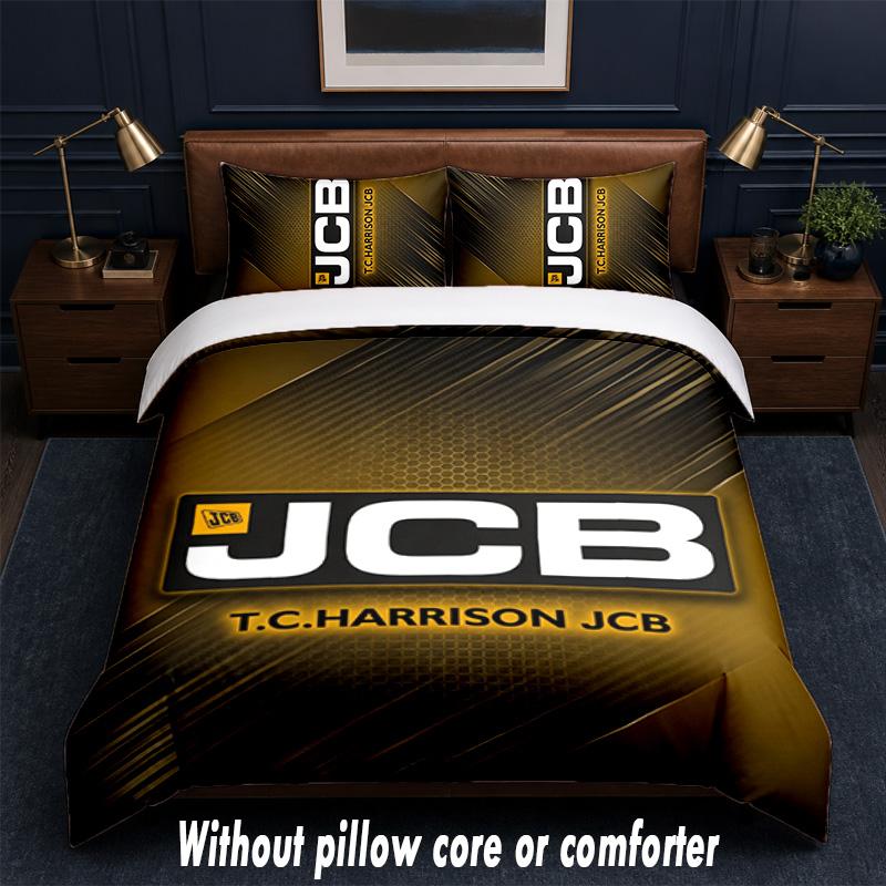 JCB Design Bed Bedding Set 1 Duvet Cover + 2 Pillowcases Soft Breathable Household Bed Linens