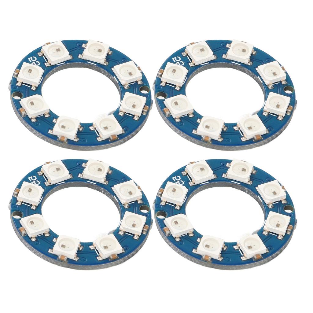 4Pcs LED Ring Lamp Board RGB Full Color 8pcs LED WS2812 5050 Chip for Decoration
