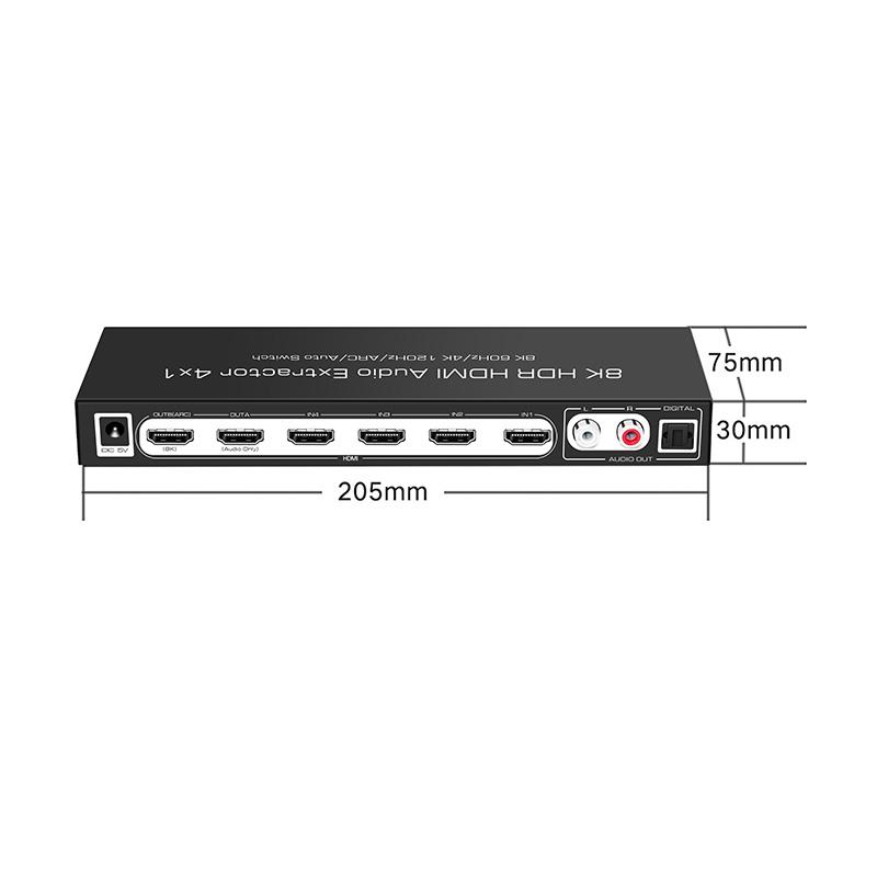 HDR Switch Game Switch 8K HDR Audio Extractor 4X1 for TV HDMI Switcher Adapter Converter Plug and Play HDMI Splitter Adapter Video Converter HDMI HUB