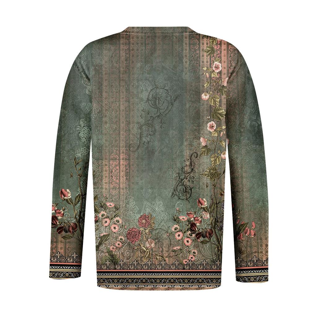 Dámské topy plus size s dlouhým rukávem, košile s výstřihem do V, ležérní oblečení, oblečení, potištěné topy