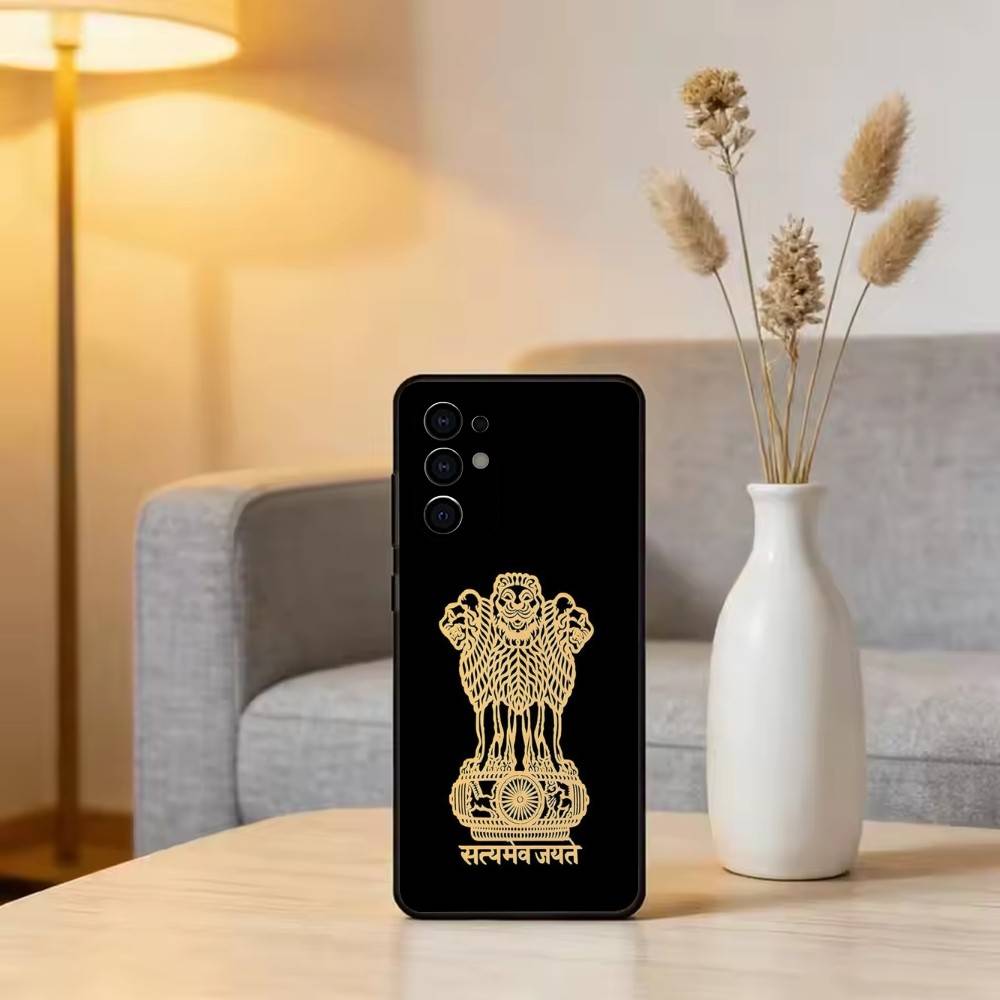 I-Indian N-National Emble Flag Phone Case For Samsung S25,S24,S21,S22,S23,S30,Ultra,S20,Plus,Fe,Lite,Note,10,Black Cover