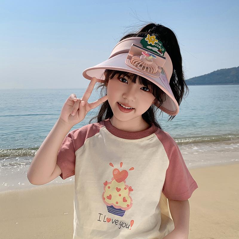 Summer Boys and Girls Baby Cool Hat Sun Hat Empty Top Electric Fan Hat Children Sun Protection Hat Boy Sun Hat