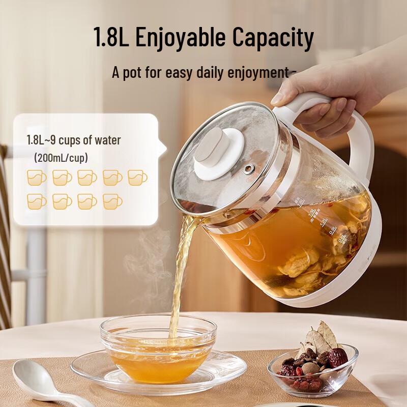 Bear 1.8L Smart Glass Health Kettle & Tea Maker CN plug (adapter included)
