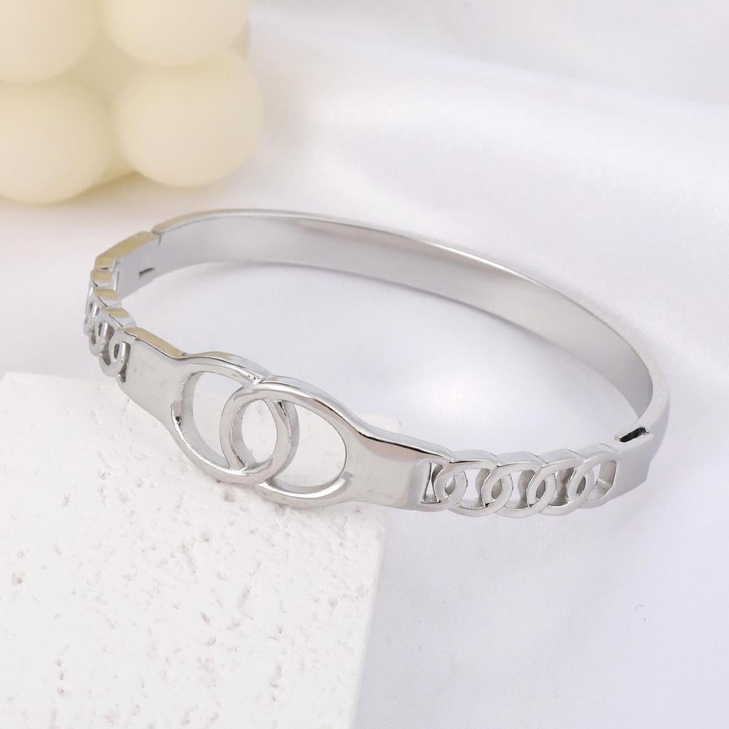 Cross Europe Minimalist Hollow Letter Stainless Steel Bracelet - INS Style