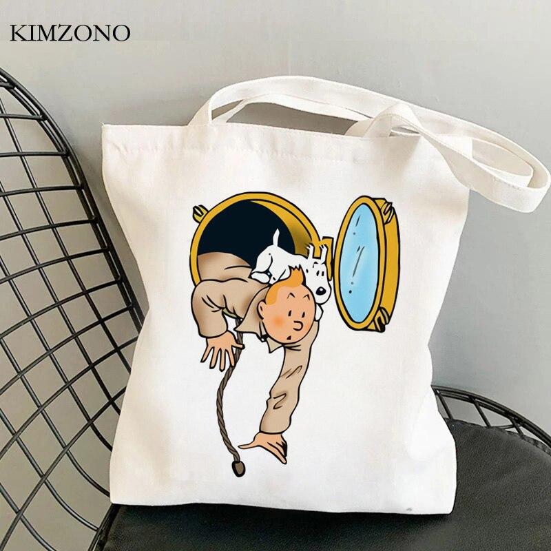 Borsa Shopper In Tela Di Cotone Con Stampa, Grande, Pieghevole, Borsa Donna Per La Spesa