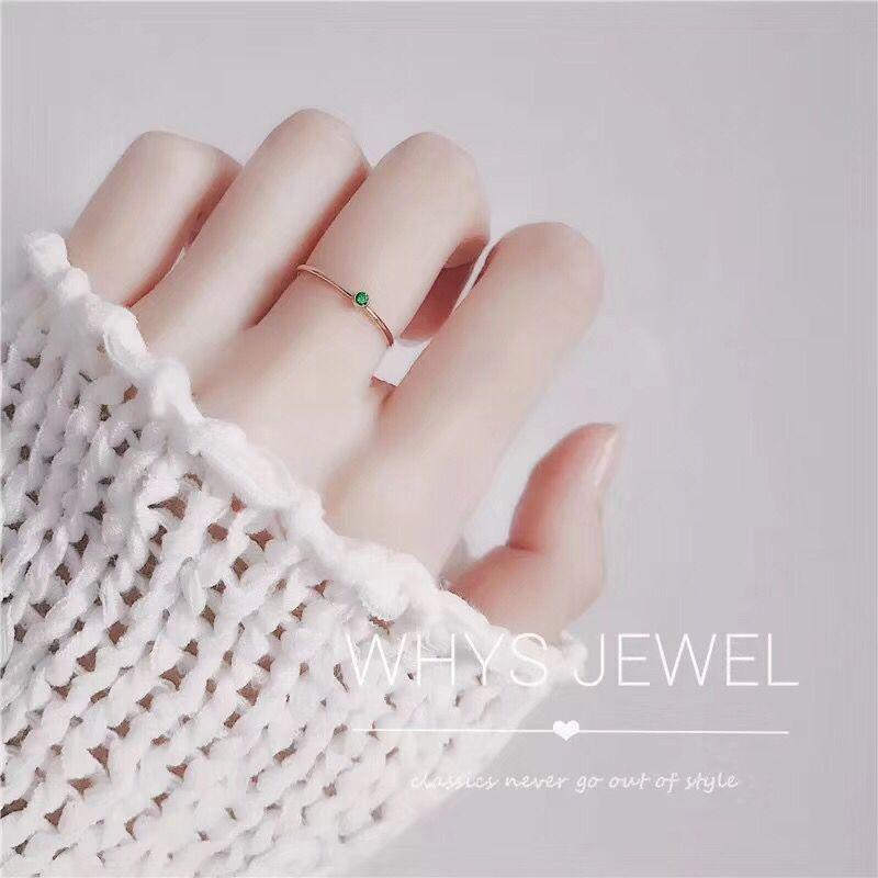Korean Style Versatile Emerald Titanium Steel Women's Ring
