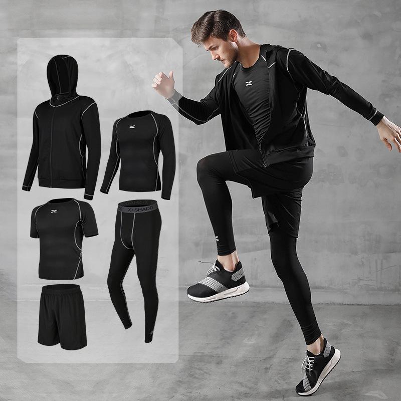 

Men s Autumn Sportswear Set: Casual Fitness Wear with Running/Basketball Compression Tights and Short Sleeve Top Medium