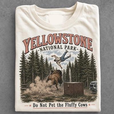 Parco Nazionale di Yellowstone Non Accarezzare le Mucche Pelose Maglietta Divertente