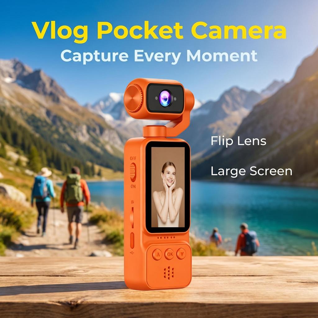 High-definition Pocket Camera, 1000mAh Battery, Webcam, USB-C Charging, Travel and Action Camera