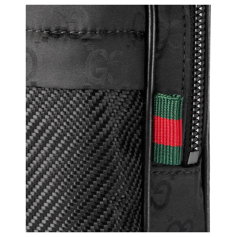 Gucci Tonal logo, red and green webbing details, nylon chest bag, mini, men's black
