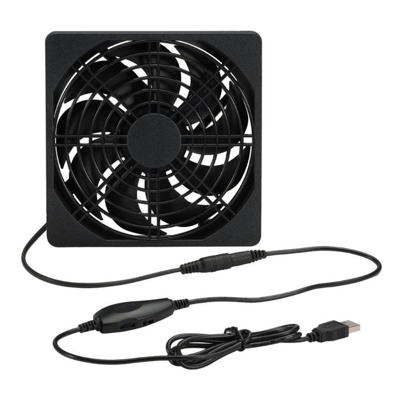 

12cm Exhaust Fan 5V 0.2A 2000RPM USB Adjustable Speed Cooling Fan with Metal Guard for TV Box Router Coolers 1
