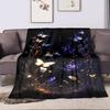 Glowing Butterflies in Mystical Night Scene Patterned flannel blanket perfect for the bedroom living room, sofa, or a little nap