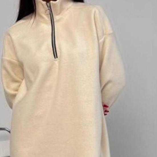 Mikinošaty pro ženy ležérní s dlouhým rukávem na poloviční zip mini šaty podzim zima termální dlouhý pulovr tunika top