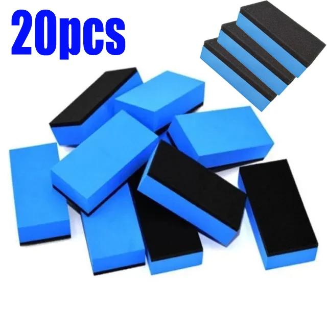 1-30PCS Car Ceramic Coating Sponge Applicator Glass Nano Wax Coat Sponges Blue Square Sponge and Cloth Car Cleaning Brush