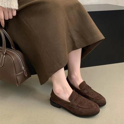 Mode Retro Skor Kvinnor Loafers Äkta Läder Damskor Sapatos Femininos Sepatu Wanita Äkta Läder Slip-On Rund Tå Låg