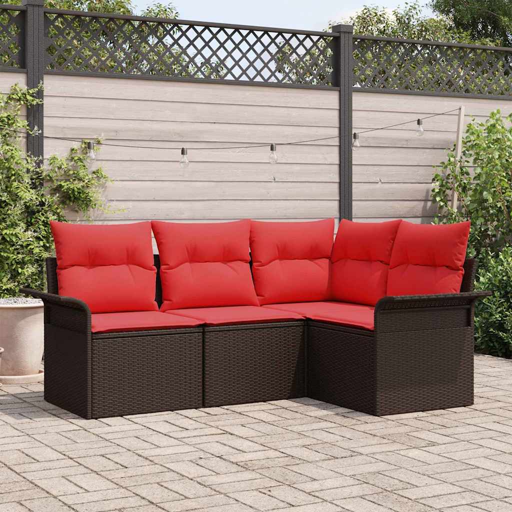 Brown Garden Sofa Set with Cushions