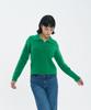 BLOND9 Cable Open Collar Knit_Hunter Green