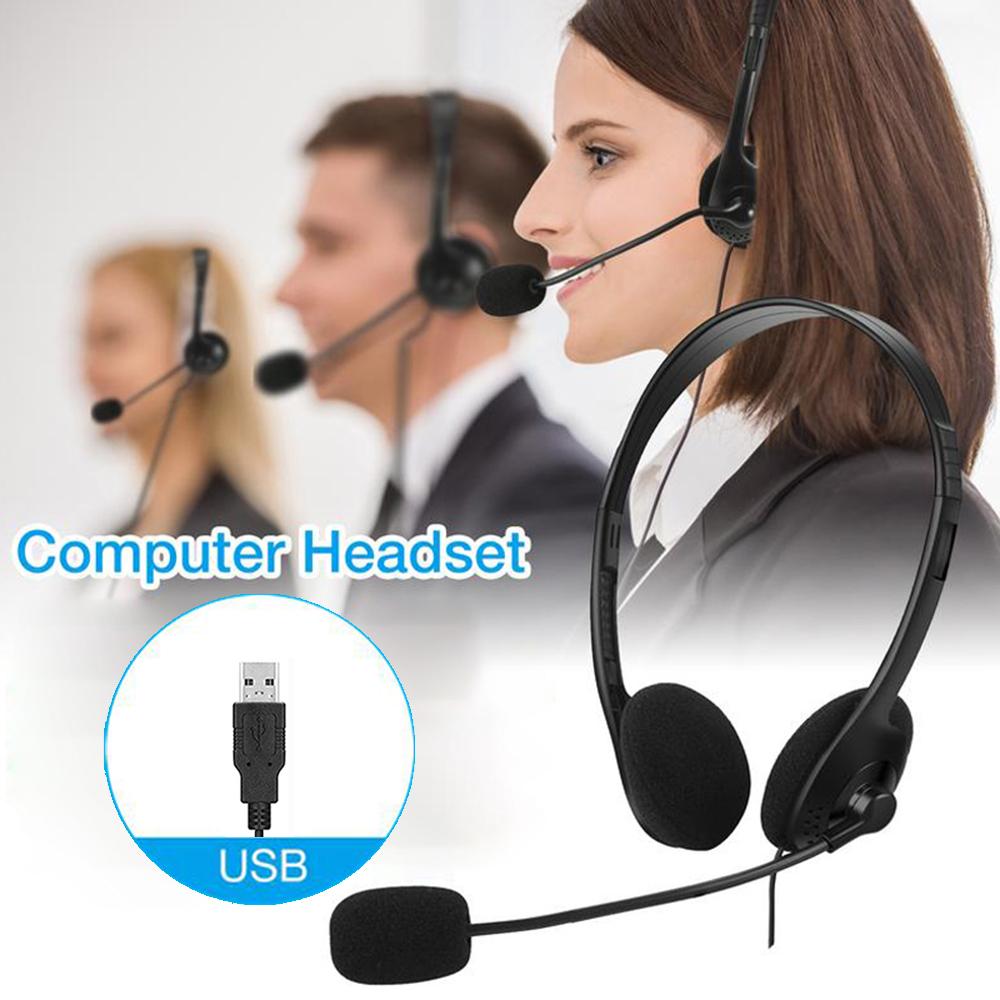 Gaming Headset USB Wired Headphone Earpiece with Microphone Noise Cancelling Stereo Earphones for PC Laptop Computer Call Center