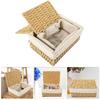 Hand Woven Laundry Hamper Bohemia Storage Basket Rustic Wicker Storage Baskets  Desk Decoration