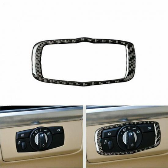 Bright Carbon Fiber Headlamp Switch Button Control Decor For BMW X5 E70 X6 E71